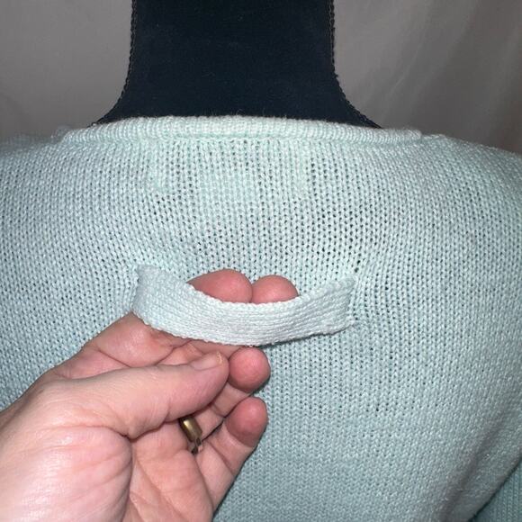 Vtg Club Sportif De Paris Pullover Sweater Size M Baby Blue V Neck Button Detail - Picture 8 of 11